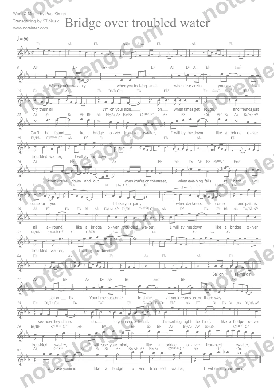 Bridge over troubled water - Simon and Garfunkel - หน้า 1
