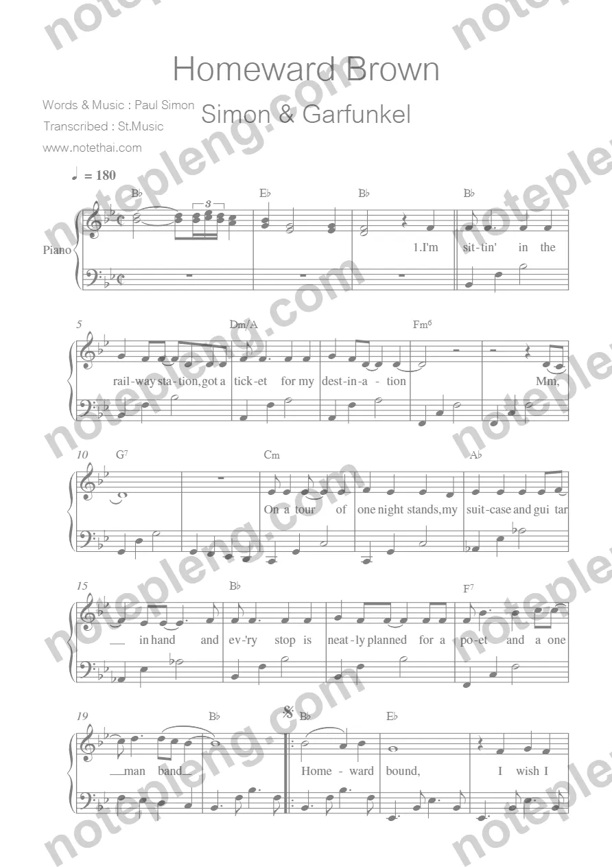 homeward brown - Simon & Garfunkel - หน้า 1