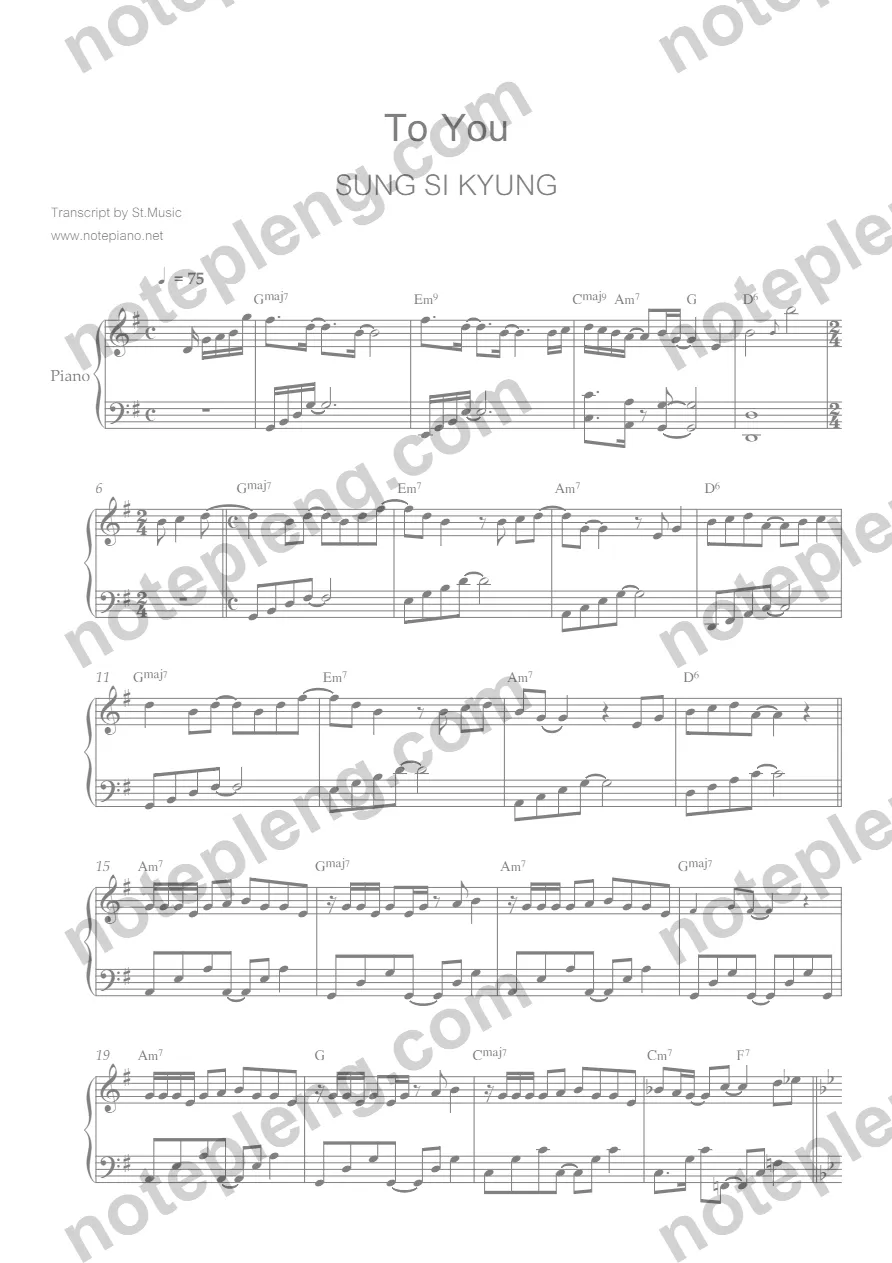 To You - Sung Si Kyung piano - หน้า 1