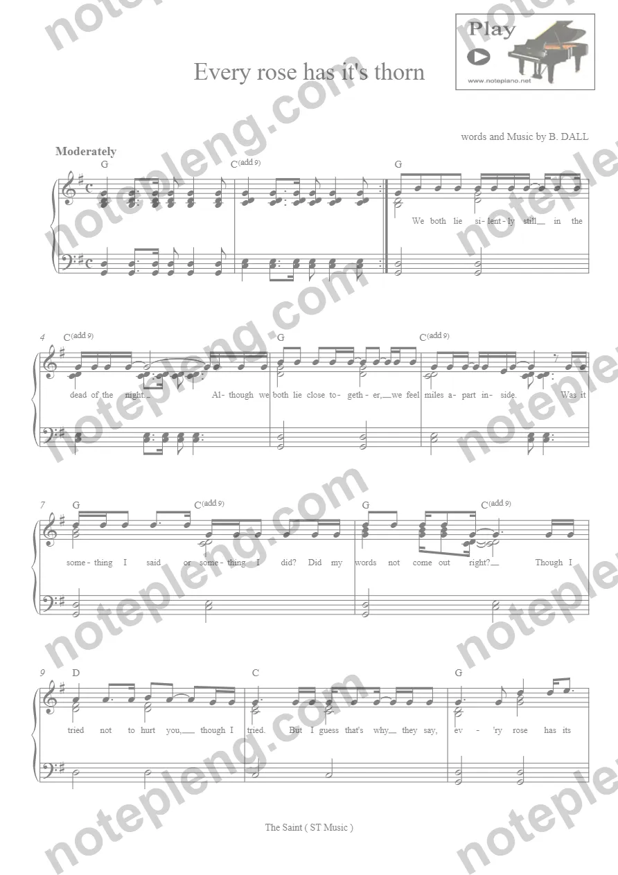 Every rose has it's thorn Ex - piano - หน้า 1
