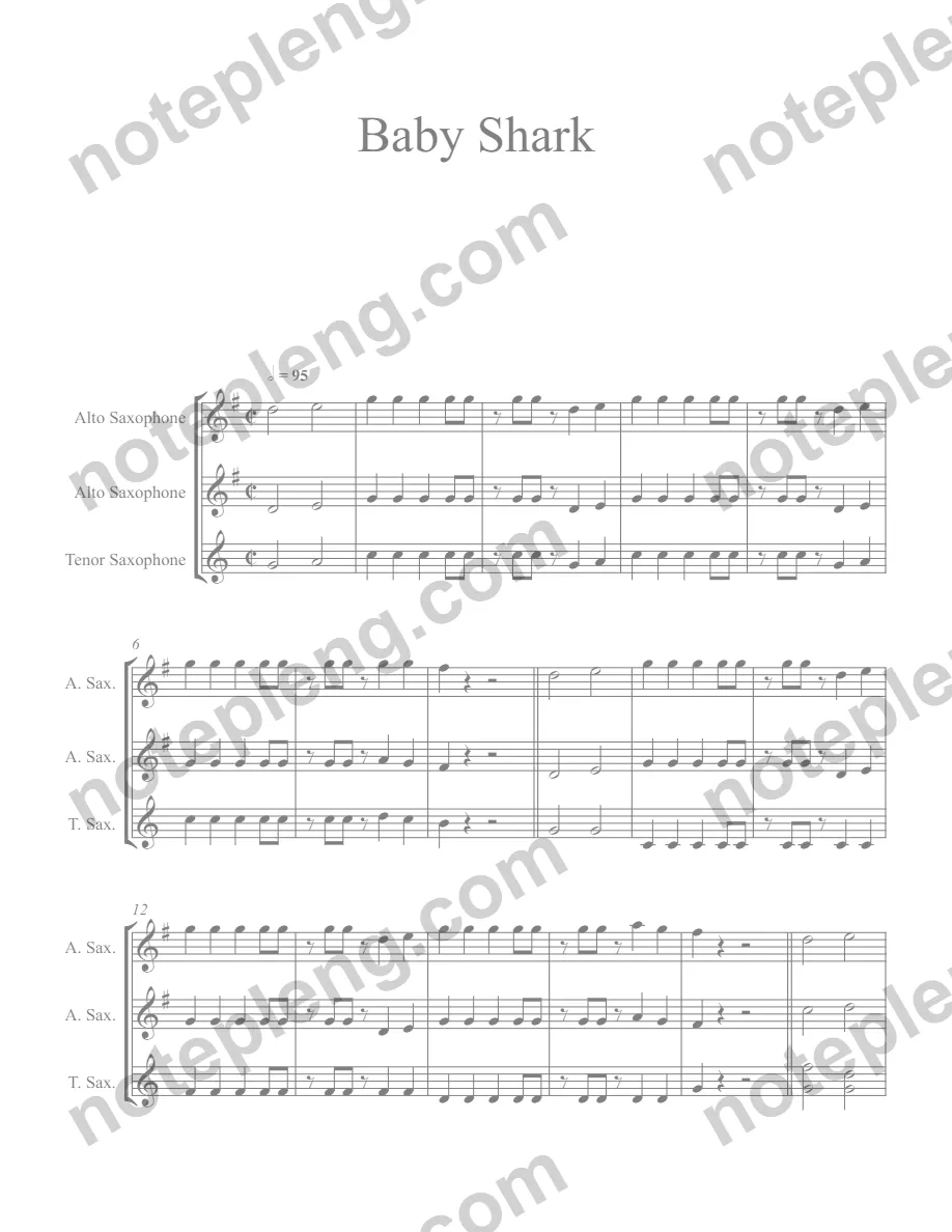 Baby Shark Sax Alto & Tenor -  - หน้า 1
