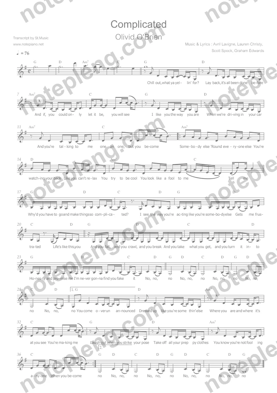 Complicated - Avril Lavigne - หน้า 1
