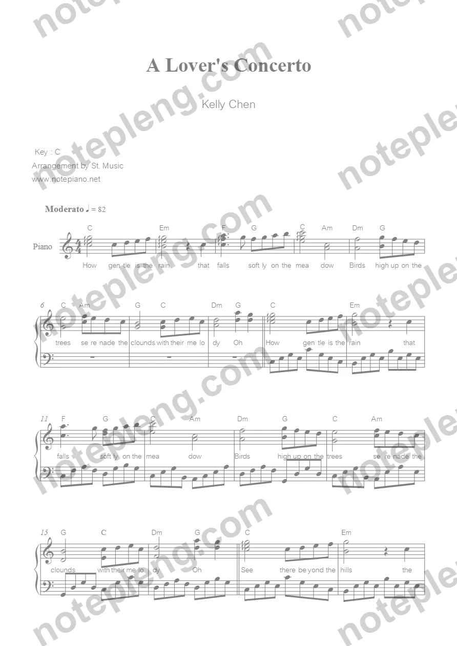 ตัวอย่างโน้ต Lover Concerto - Kelly Chen (มีลายน้ำ)