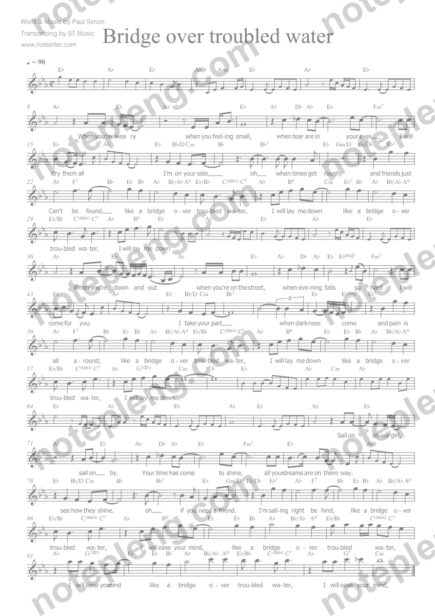 Bridge over troubled water - Simon and Garfunkel - หน้า 1