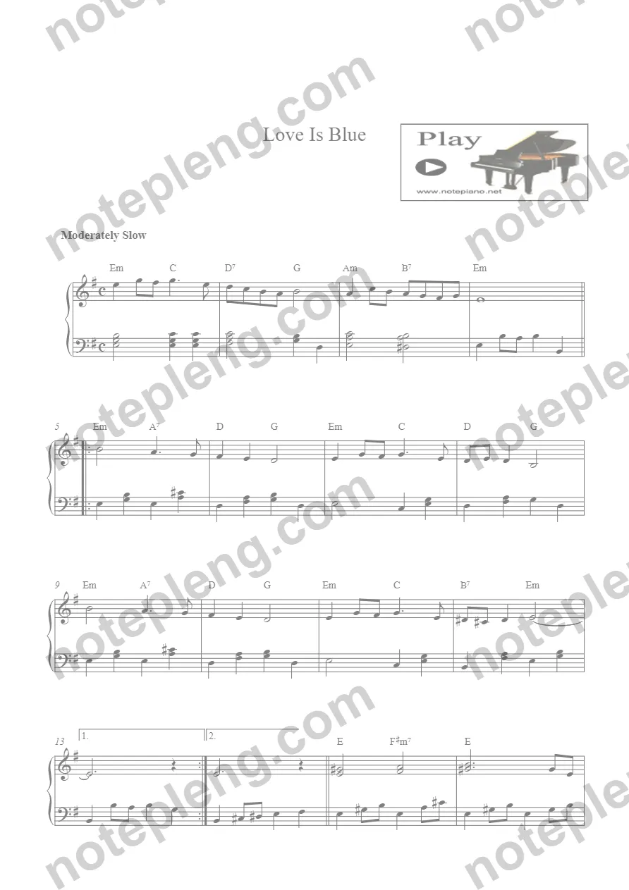 Love Is Blue - piano - หน้า 1