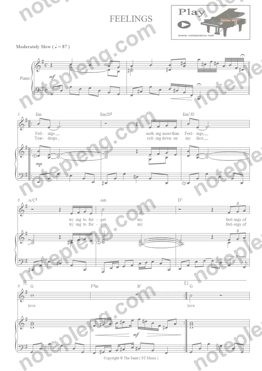 ตัวอย่างโน้ต FEELINGS - piano (มีลายน้ำ)