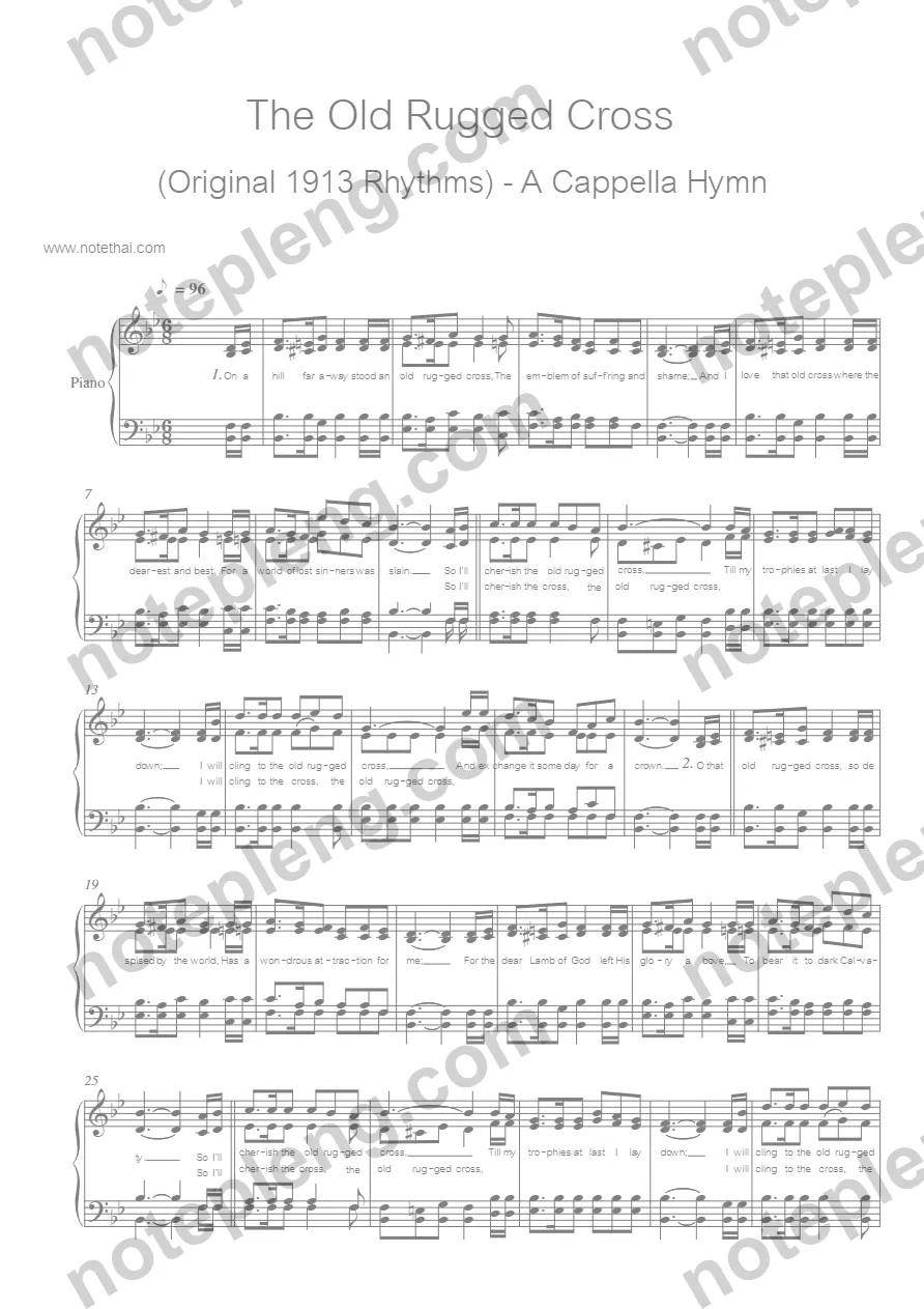 ตัวอย่างโน้ต The Old Rugged Cross - A Cappella (มีลายน้ำ)