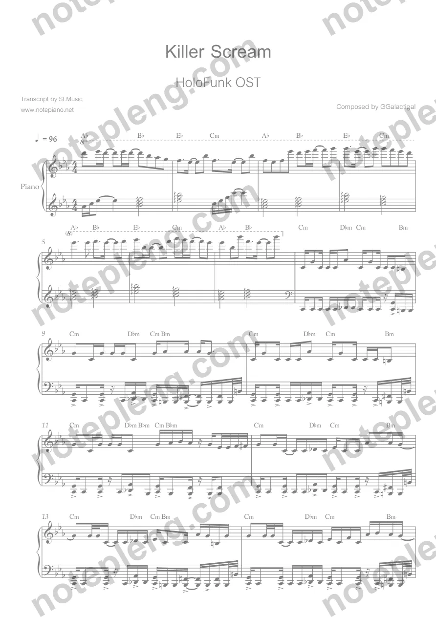 ตัวอย่างโน้ต Killer Scream - HoloFunk OST (มีลายน้ำ)