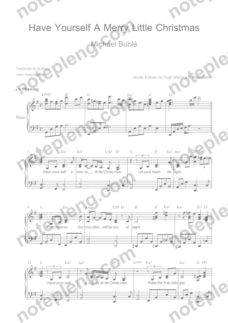 ตัวอย่างโน้ต Have Yourself A Merry Little Christmas - Michael Bublé (มีลายน้ำ)
